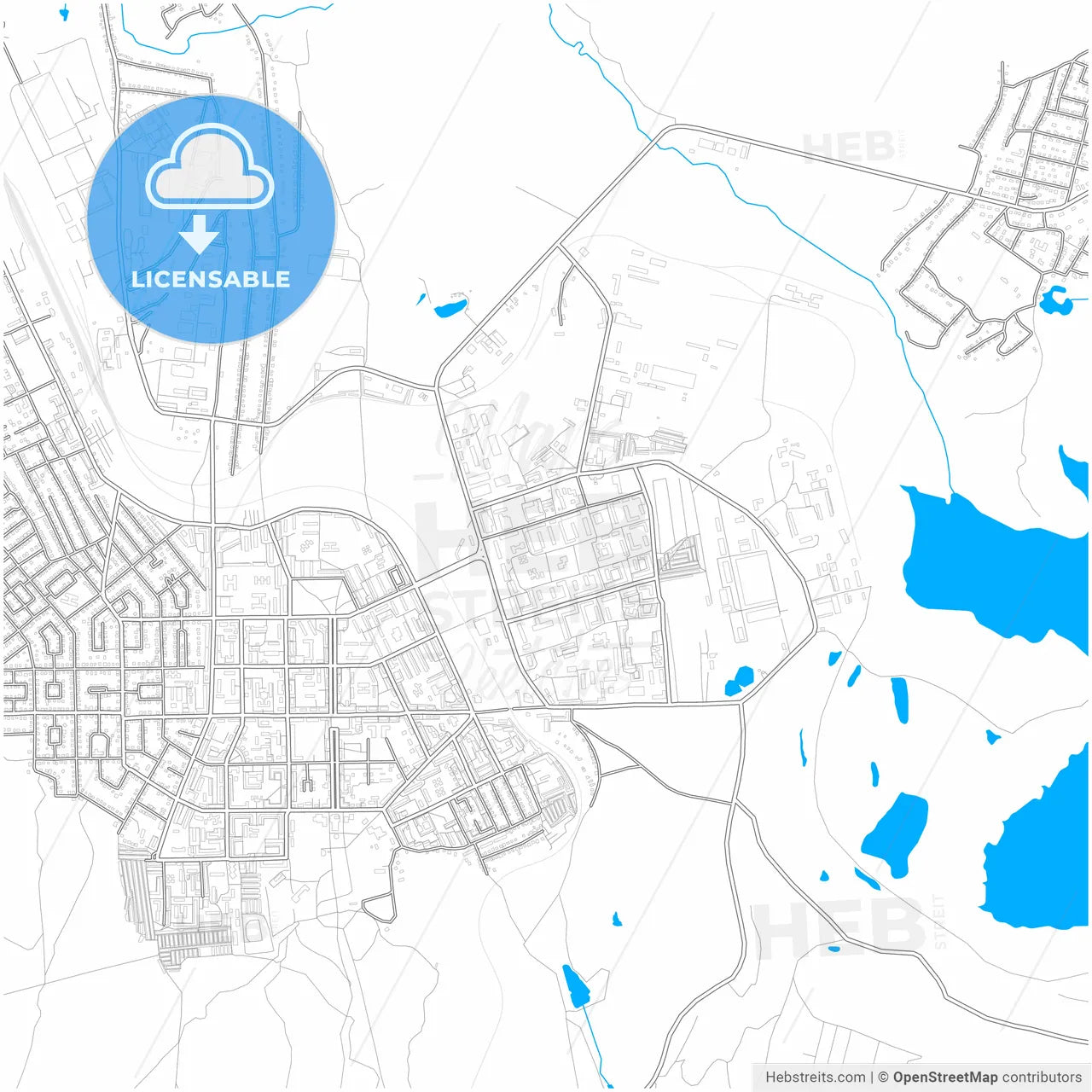 Kumertau, Republic of Bashkortostan, Russia, city map with high resolution roads.