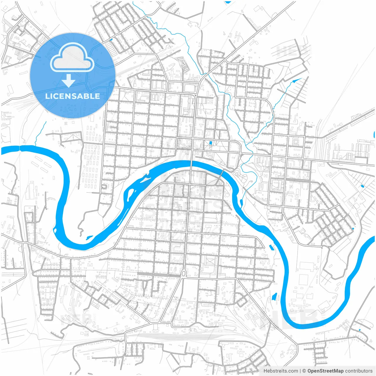 Rzhev, Tver Oblast, Russia, city map with high resolution roads.