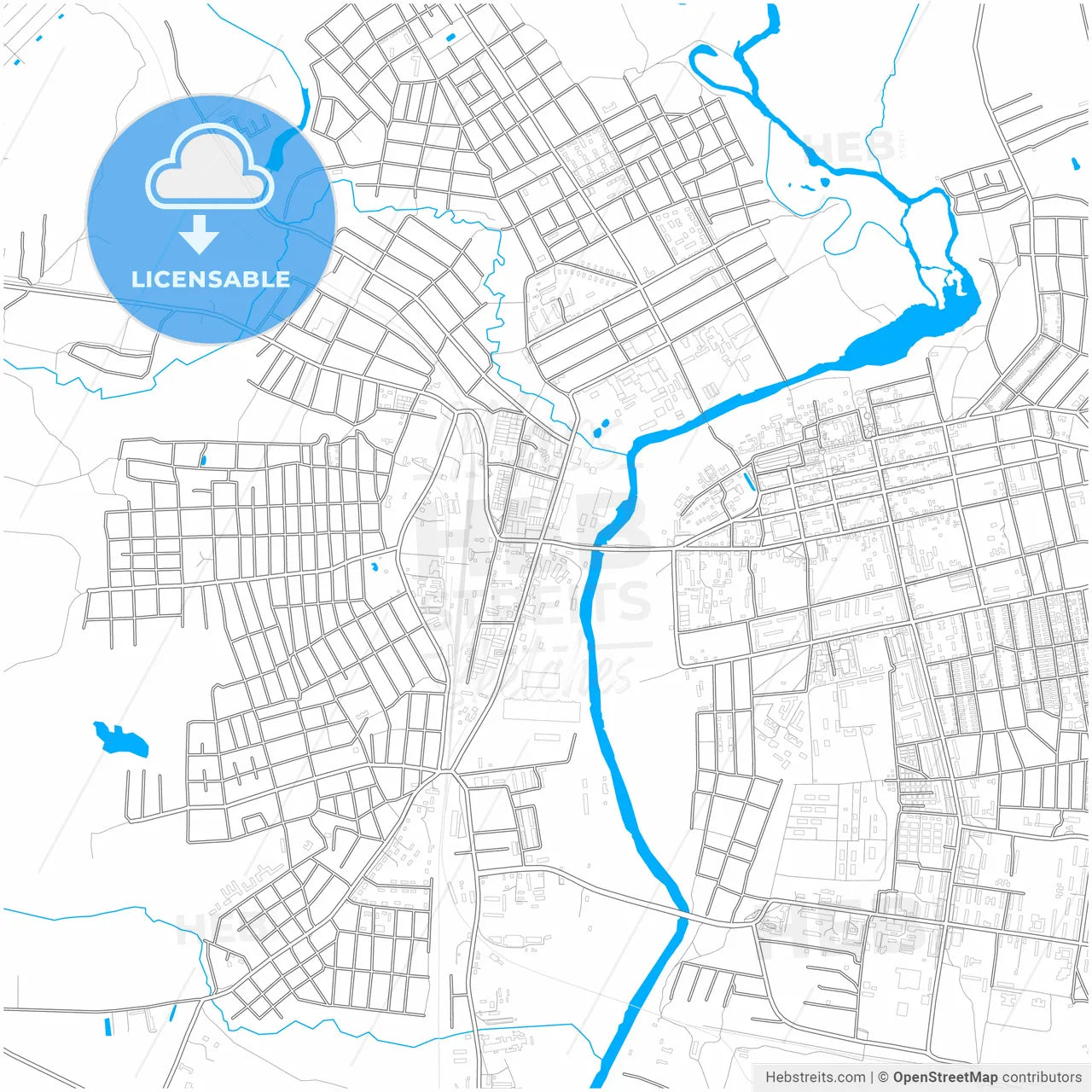 Shuya, Ivanovo Oblast, Russia, city map with high resolution roads.