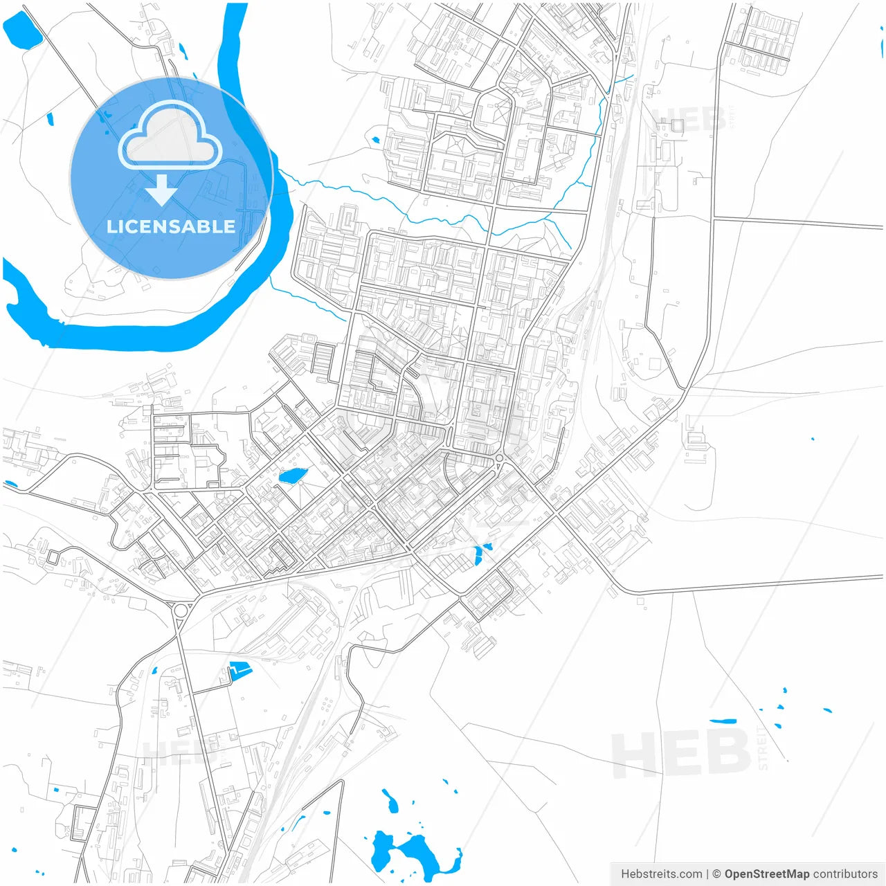Vorkuta, Komi Republic, Russia, city map with high resolution roads.