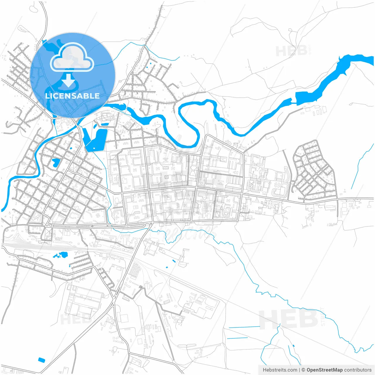 Tikhvin, Leningrad Oblast, Russia, city map with high resolution roads.