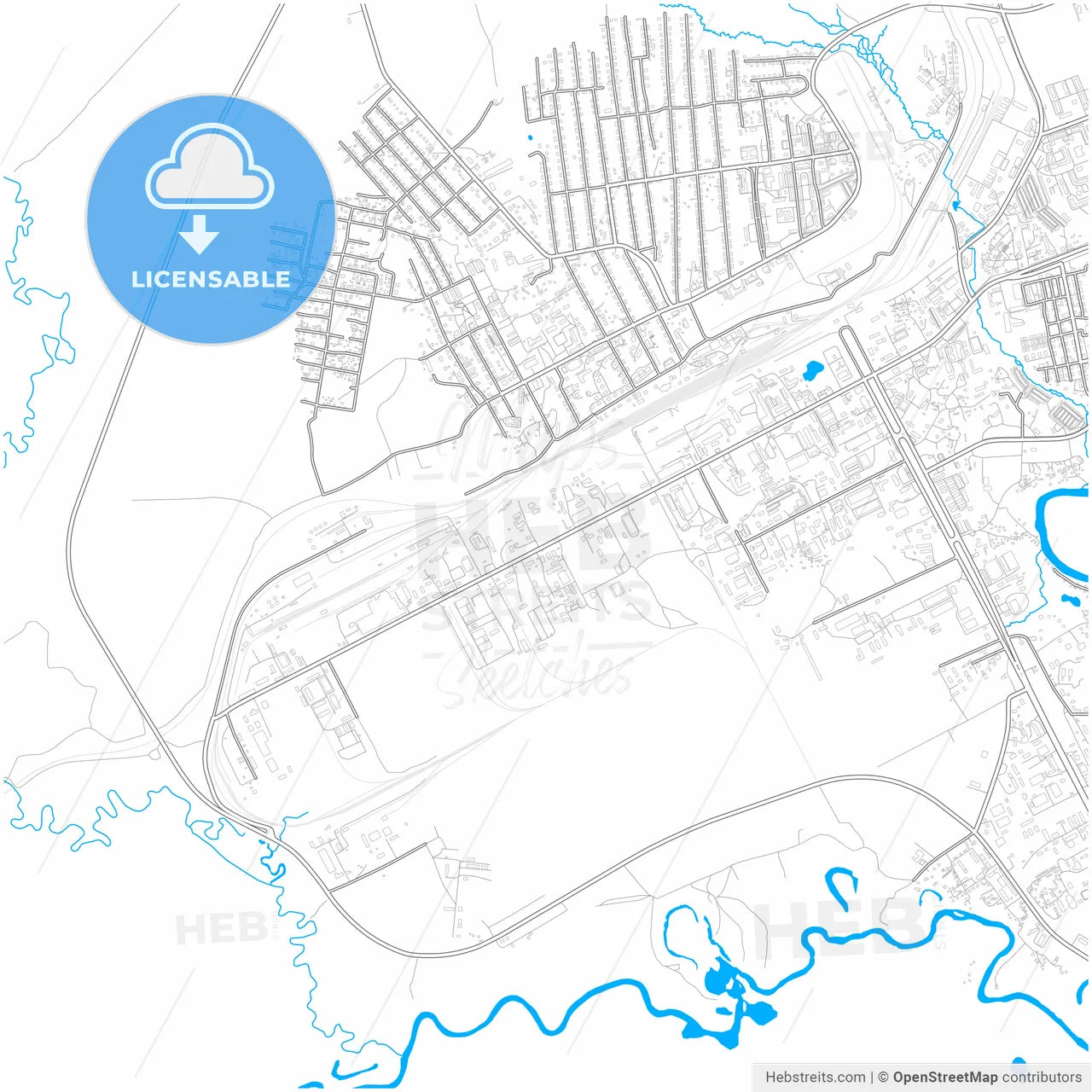 Nyagan, Khanty-Mansi Autonomous Okrug-Yugra, Russia, city map with high resolution roads.