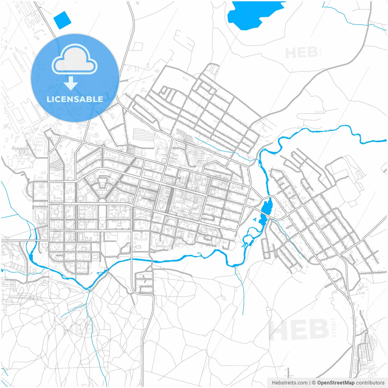 Krasnoturyinsk, Sverdlovsk Oblast, Russia, city map with high resolution roads.