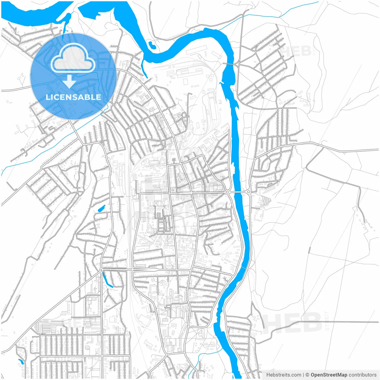 Iskitim, Novosibirsk Oblast, Russia, city map with high resolution roads.