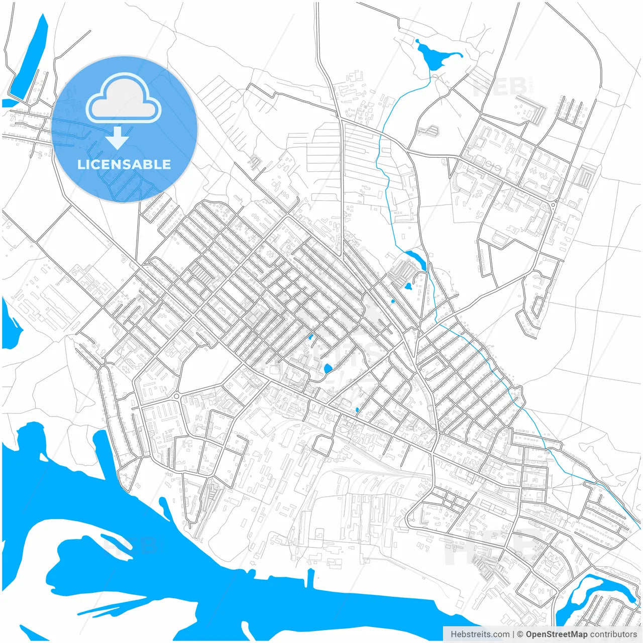 Volzhsk, Mari El Republic, Russia, city map with high resolution roads.