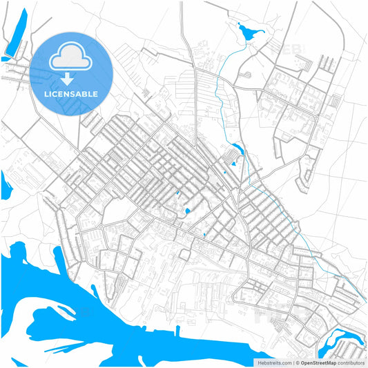 Volzhsk, Mari El Republic, Russia, city map with high resolution roads.