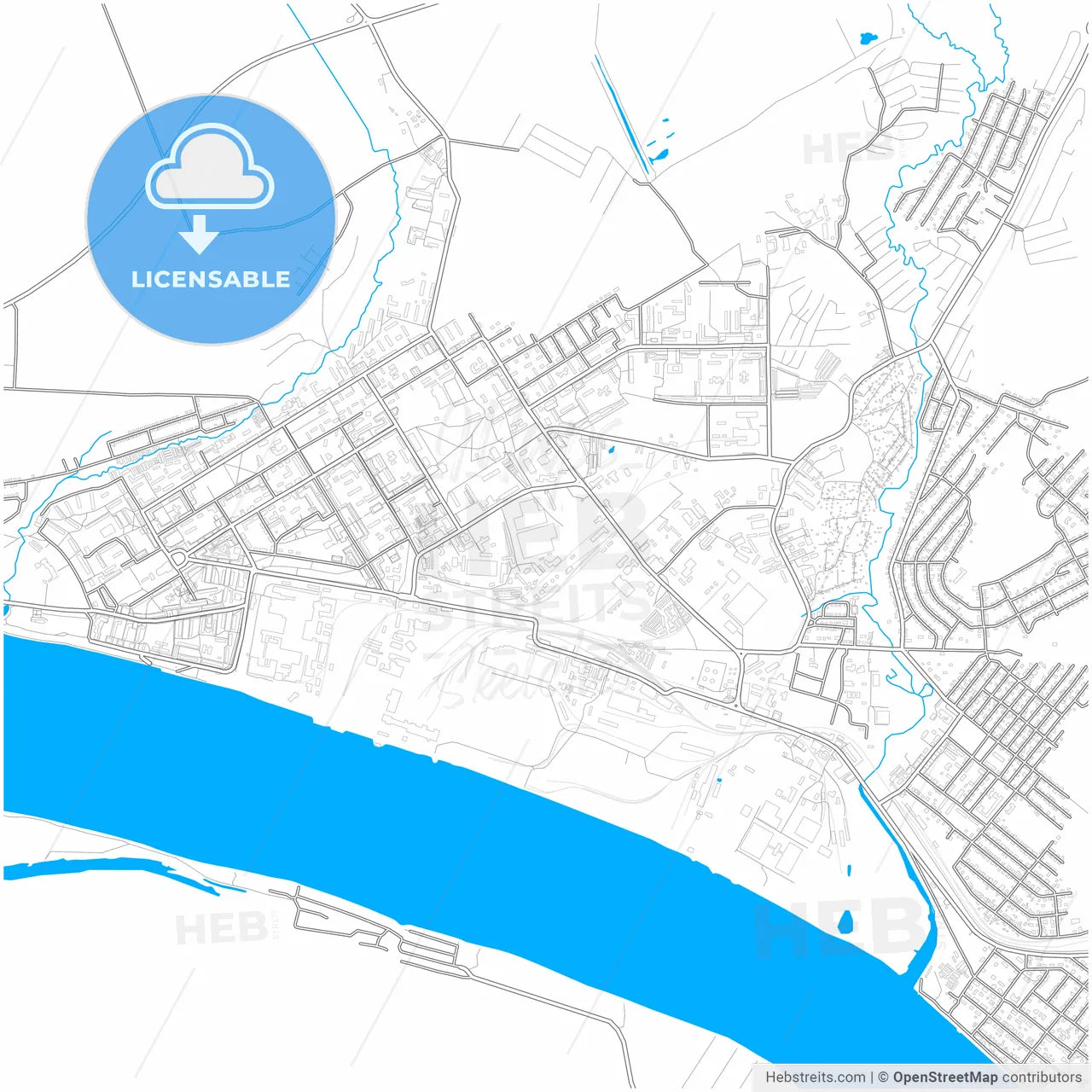 Krasnokamsk, Perm Krai, Russia, city map with high resolution roads.