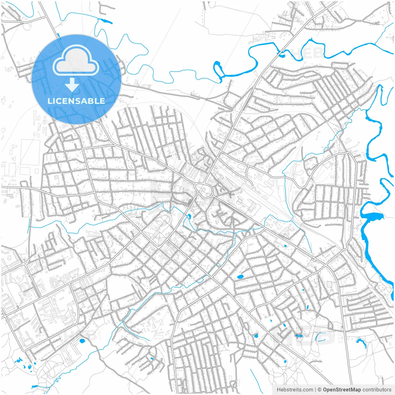 Roslavl, Smolensk Oblast, Russia, city map with high resolution roads.
