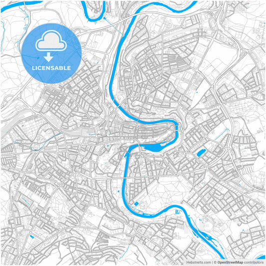Bern, Switzerland, city map with high resolution roads.
