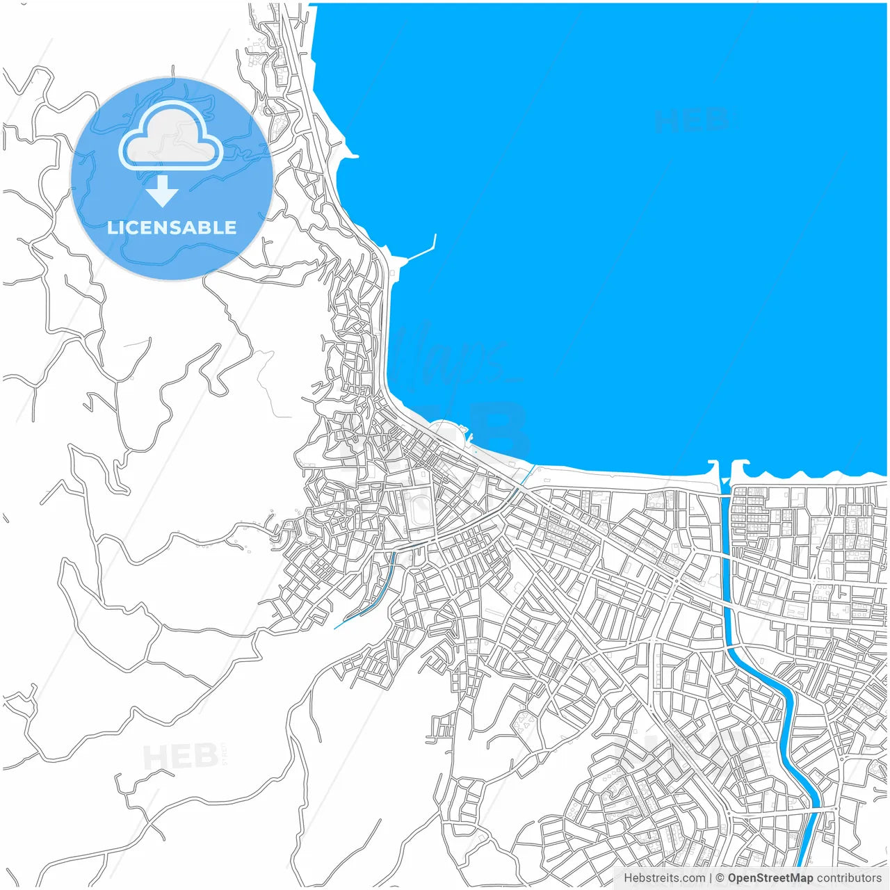 Ordu, Ordu, Turkey, city map with high resolution roads.