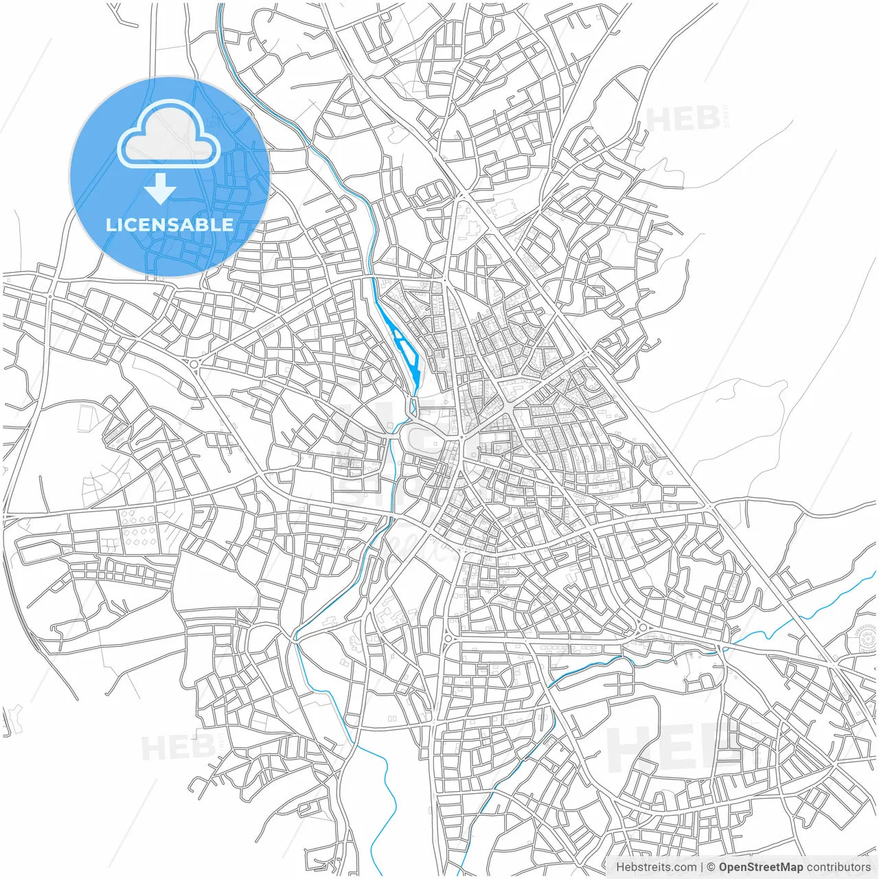 Kırşehir, Kırşehir, Turkey, city map with high resolution roads.