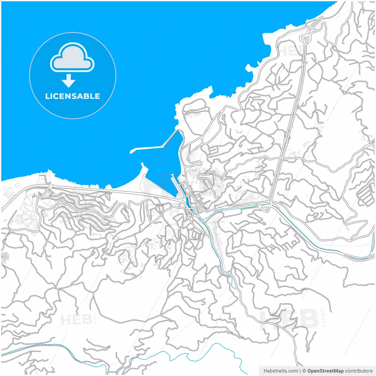 Zonguldak, Zonguldak, Turkey, city map with high resolution roads.
