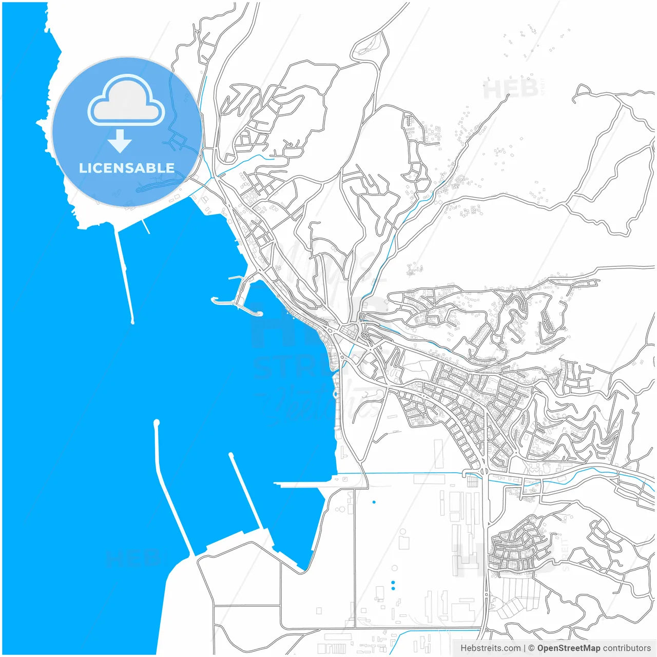 Karadeniz Ereğli, Zonguldak, Turkey, city map with high resolution roads.