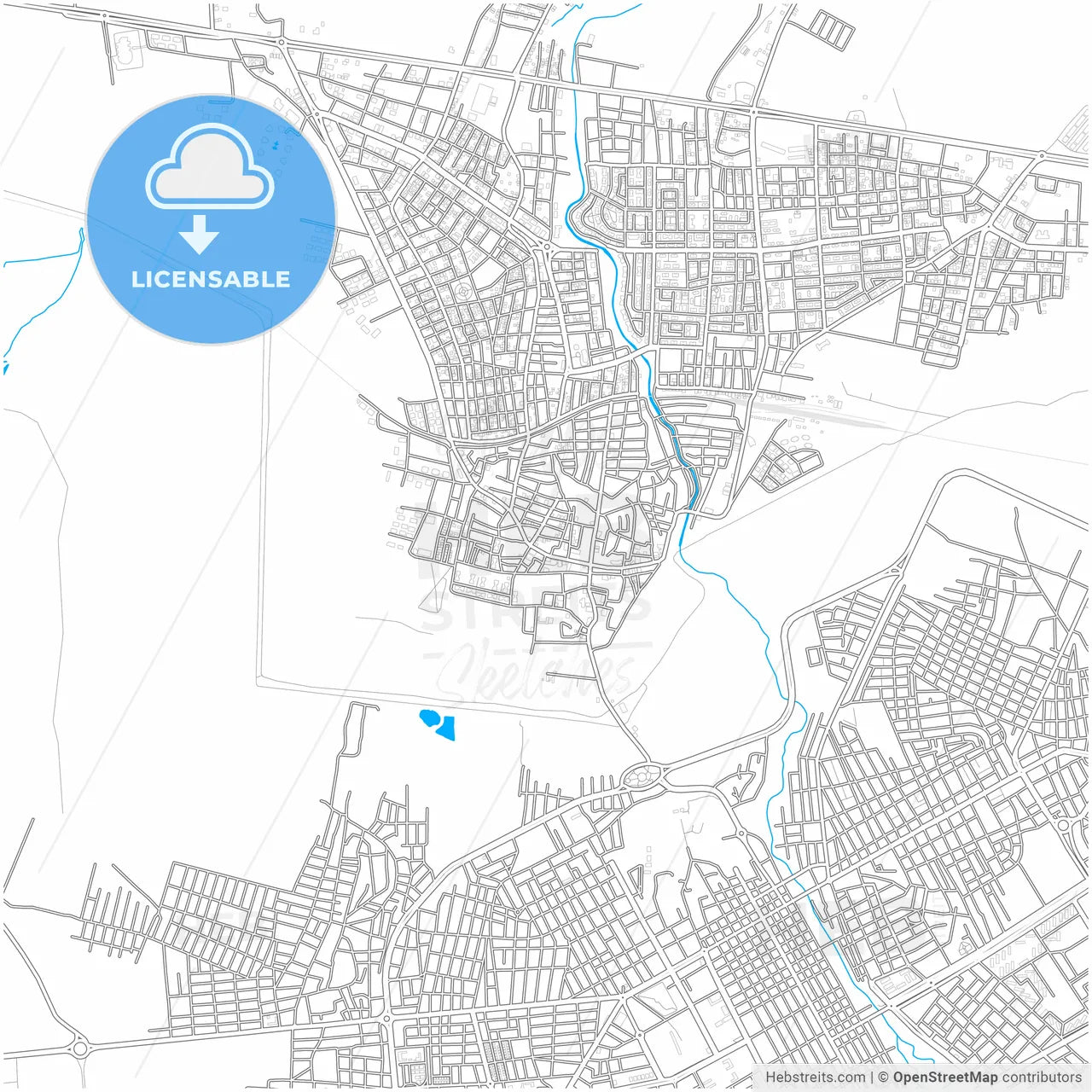 Nusaybin, Mardin, Turkey, city map with high resolution roads.