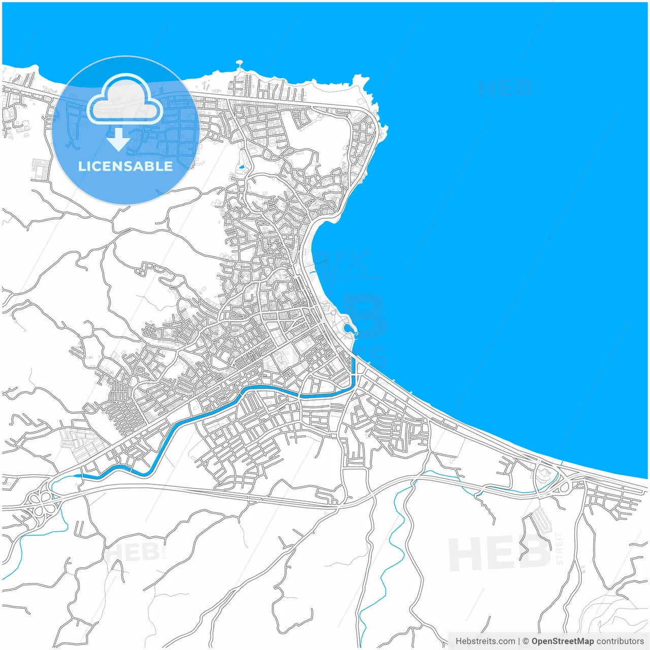 Ünye, Ordu, Turkey, city map with high resolution roads.