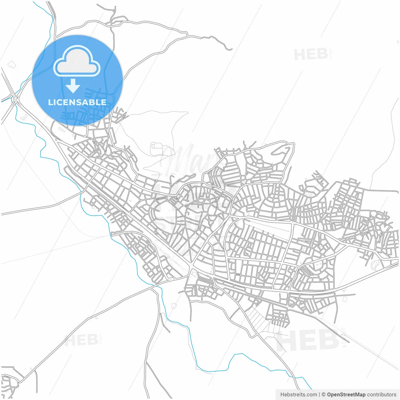 Tavşanlı, Kütahya, Turkey, city map with high resolution roads.