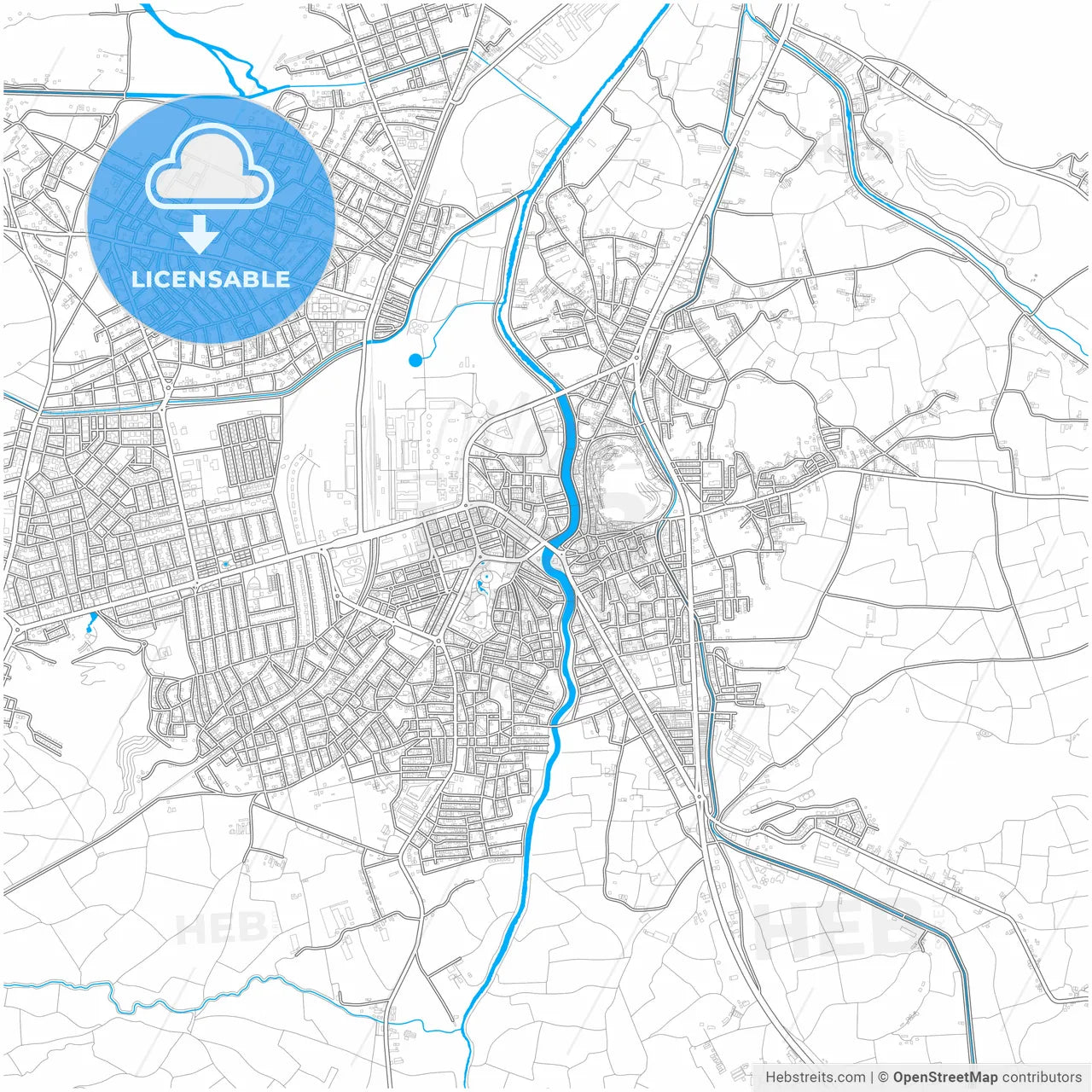 Turhal, Tokat, Turkey, city map with high resolution roads.