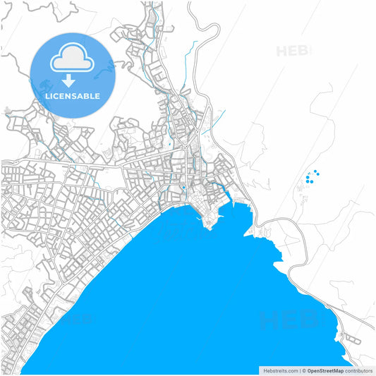Marmaris, Muğla, Turkey, city map with high resolution roads.