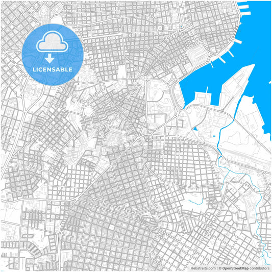 Havana, Havana, Cuba, city map with high resolution roads.