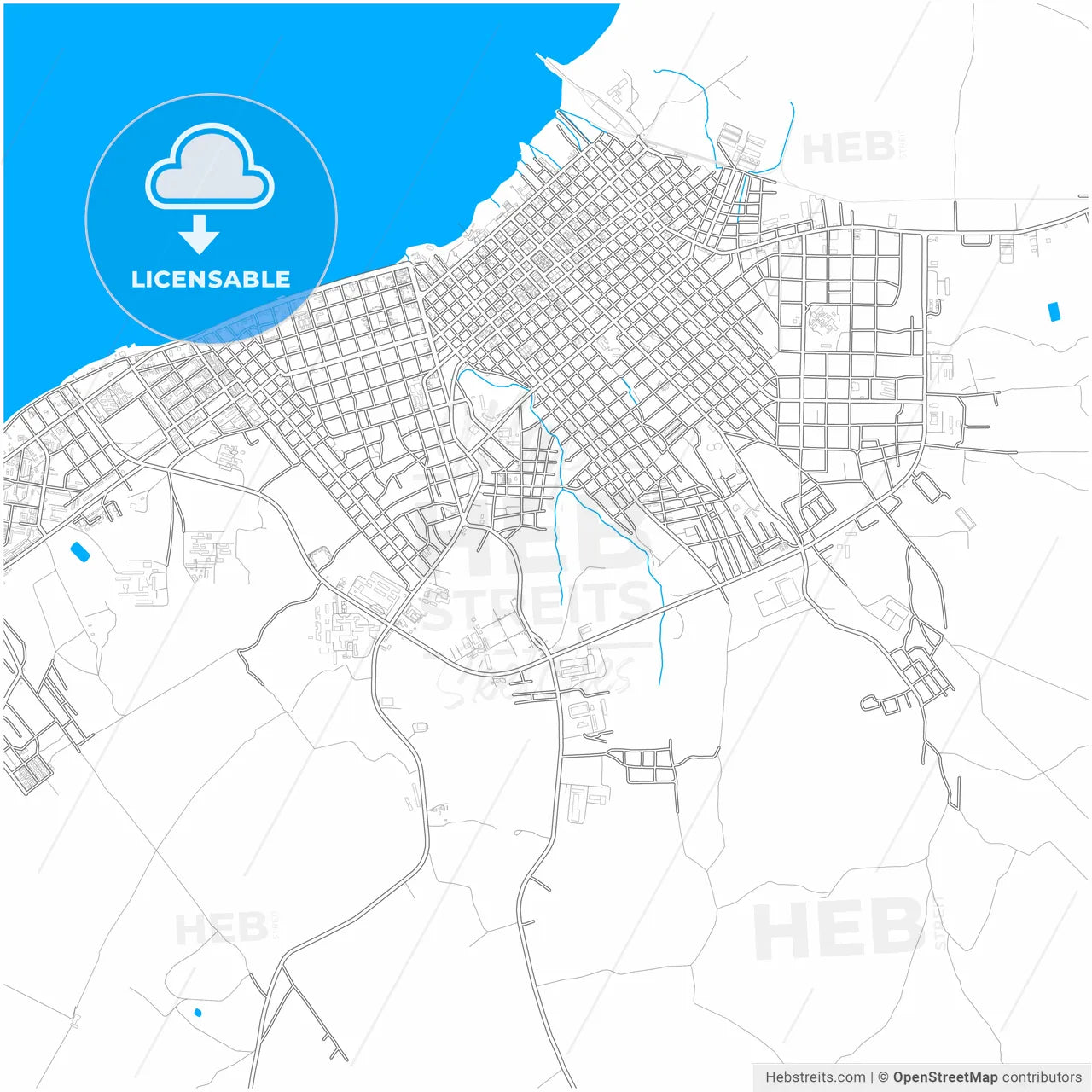 Manzanillo, Granma, Cuba, city map with high resolution roads.