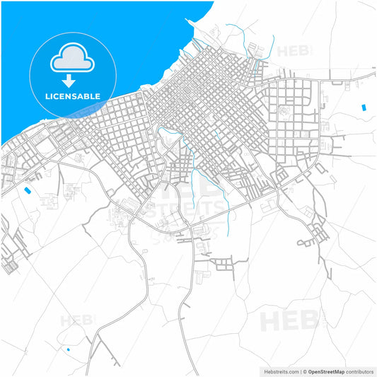 Manzanillo, Granma, Cuba, city map with high resolution roads.