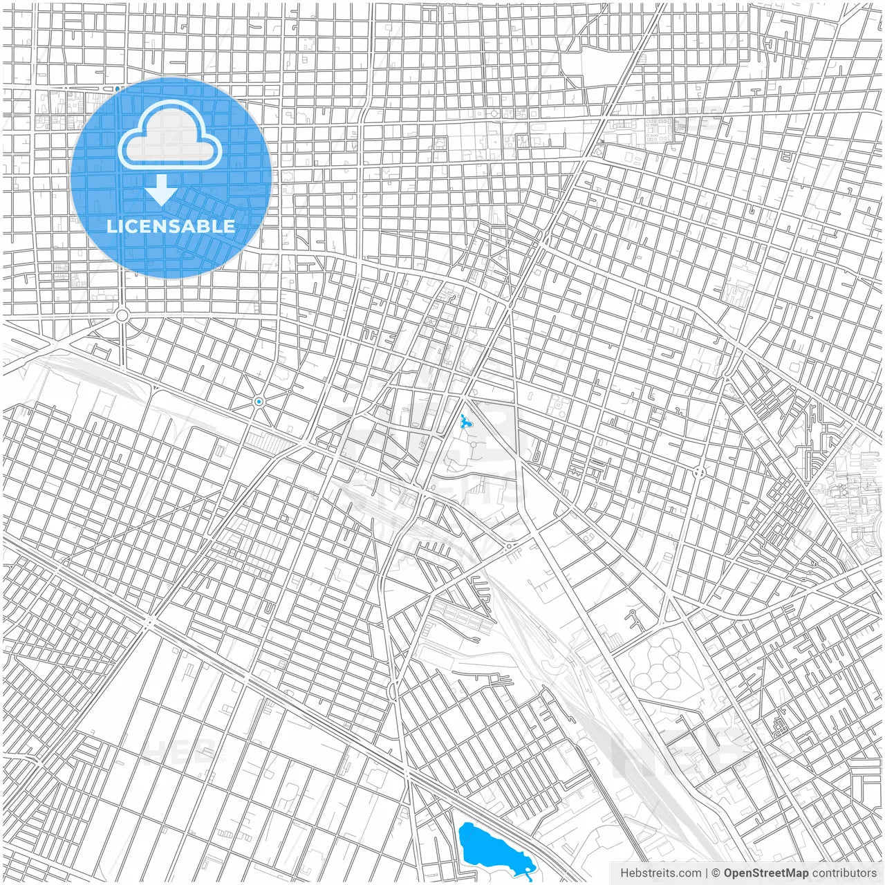 Guadalajara, Jalisco, Mexico, city map with high resolution roads.