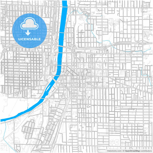 Grand Rapids, Michigan, United States, city map with high resolution roads.