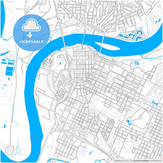 Chattanooga, Tennessee, United States, city map with high resolution roads.