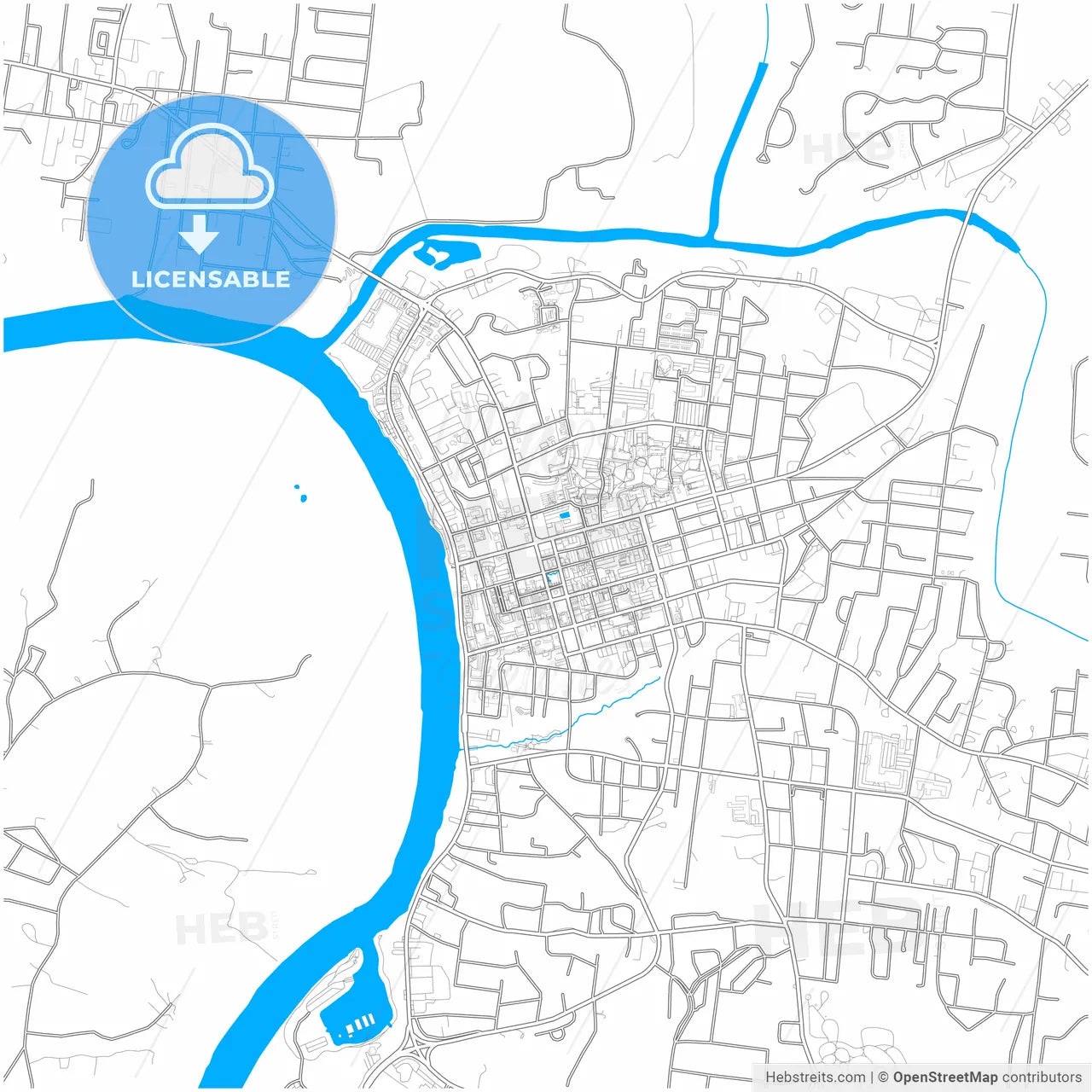 Clarksville, Tennessee, United States, city map with high resolution roads.