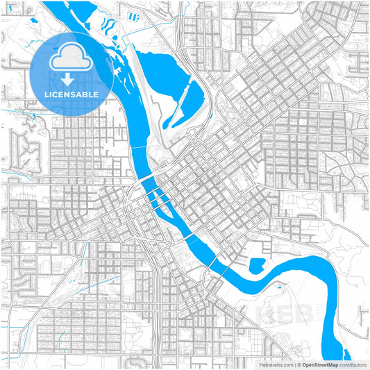 Cedar Rapids, Iowa, United States, city map with high resolution roads.