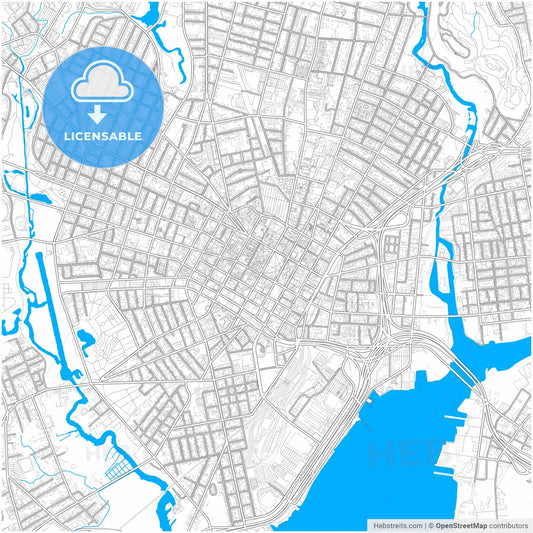 New Haven, Connecticut, United States, city map with high resolution roads.