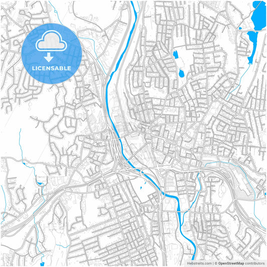 Waterbury, Connecticut, United States, city map with high resolution roads.