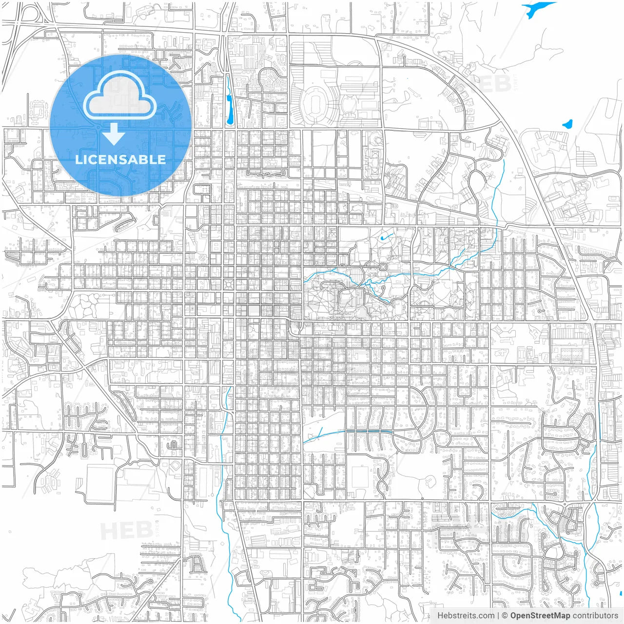 Bloomington, Indiana, United States, city map with high resolution roads.