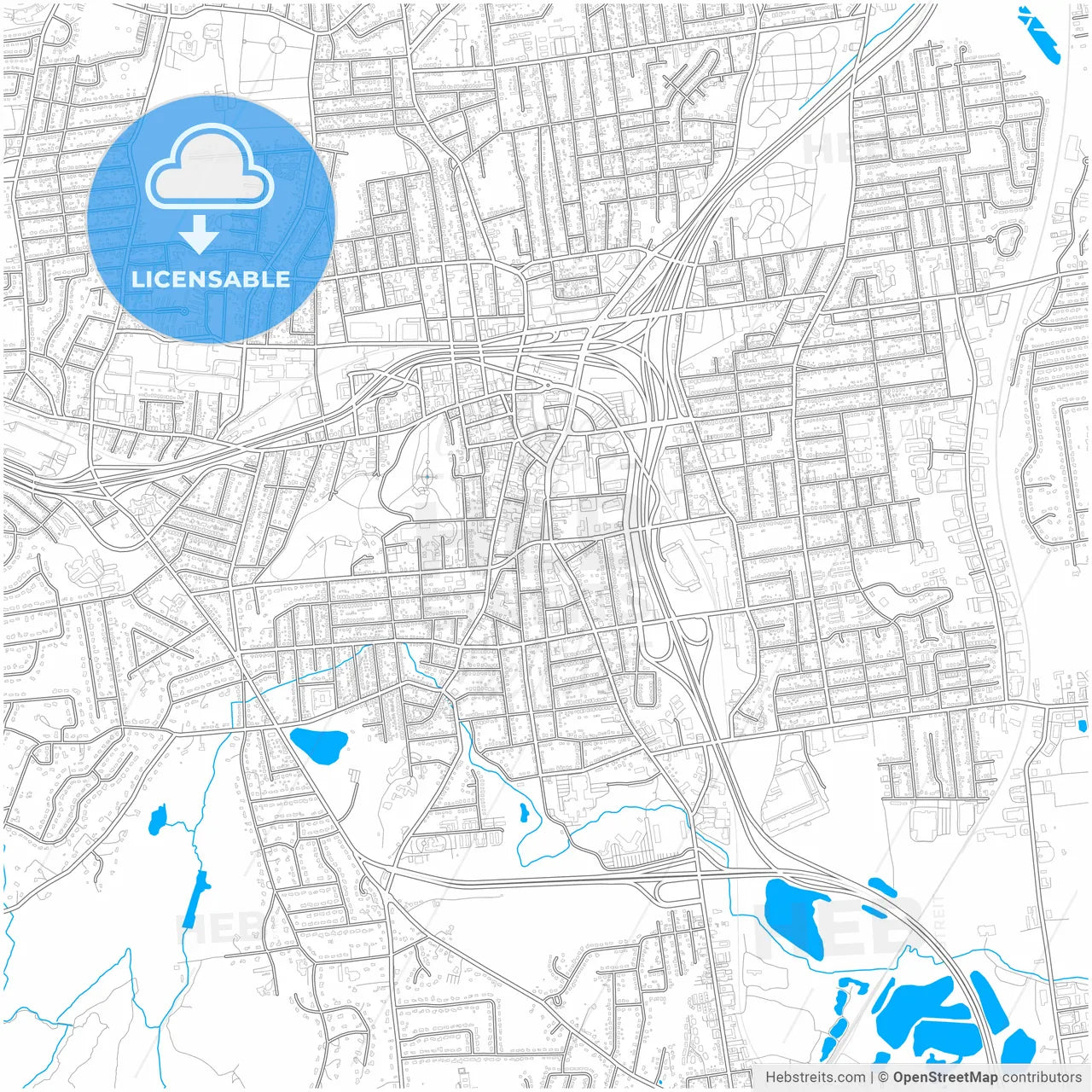 New Britain, Connecticut, United States, city map with high resolution roads.