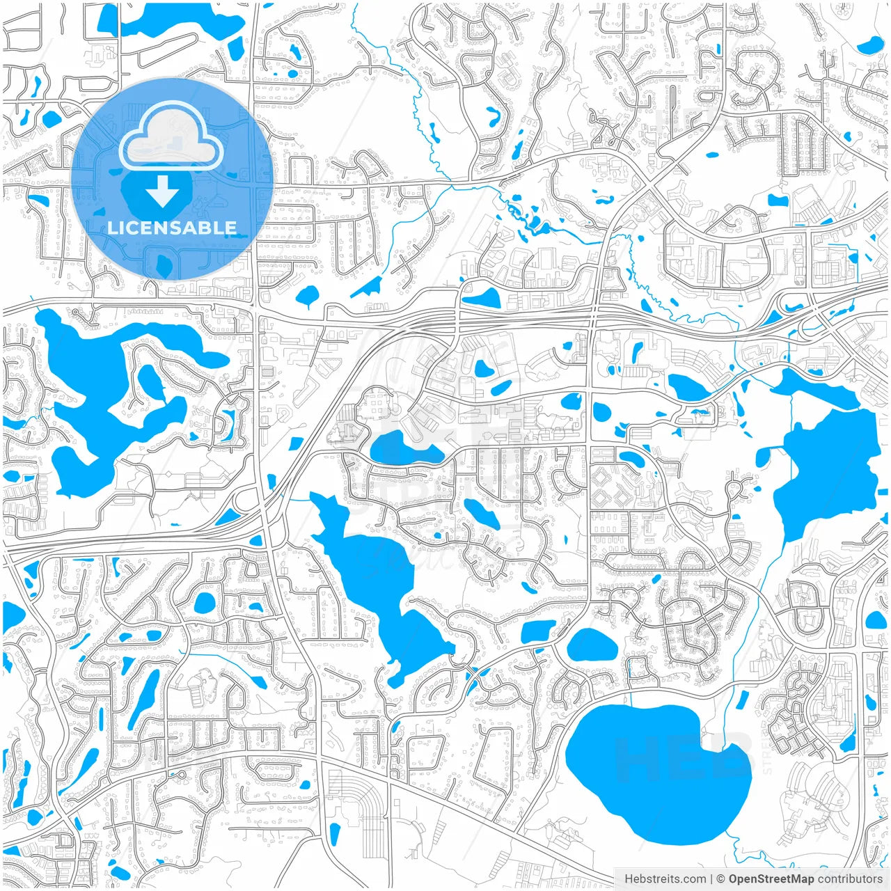 Eden Prairie, Minnesota, United States, city map with high resolution roads.