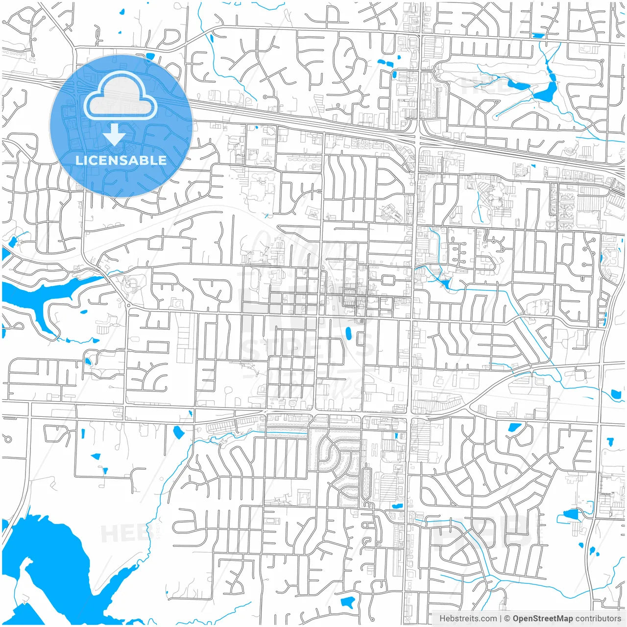Blue Springs, Missouri, United States, city map with high resolution roads.