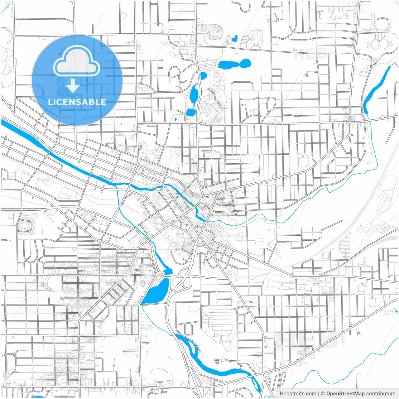 Battle Creek, Michigan, United States, city map with high resolution roads.