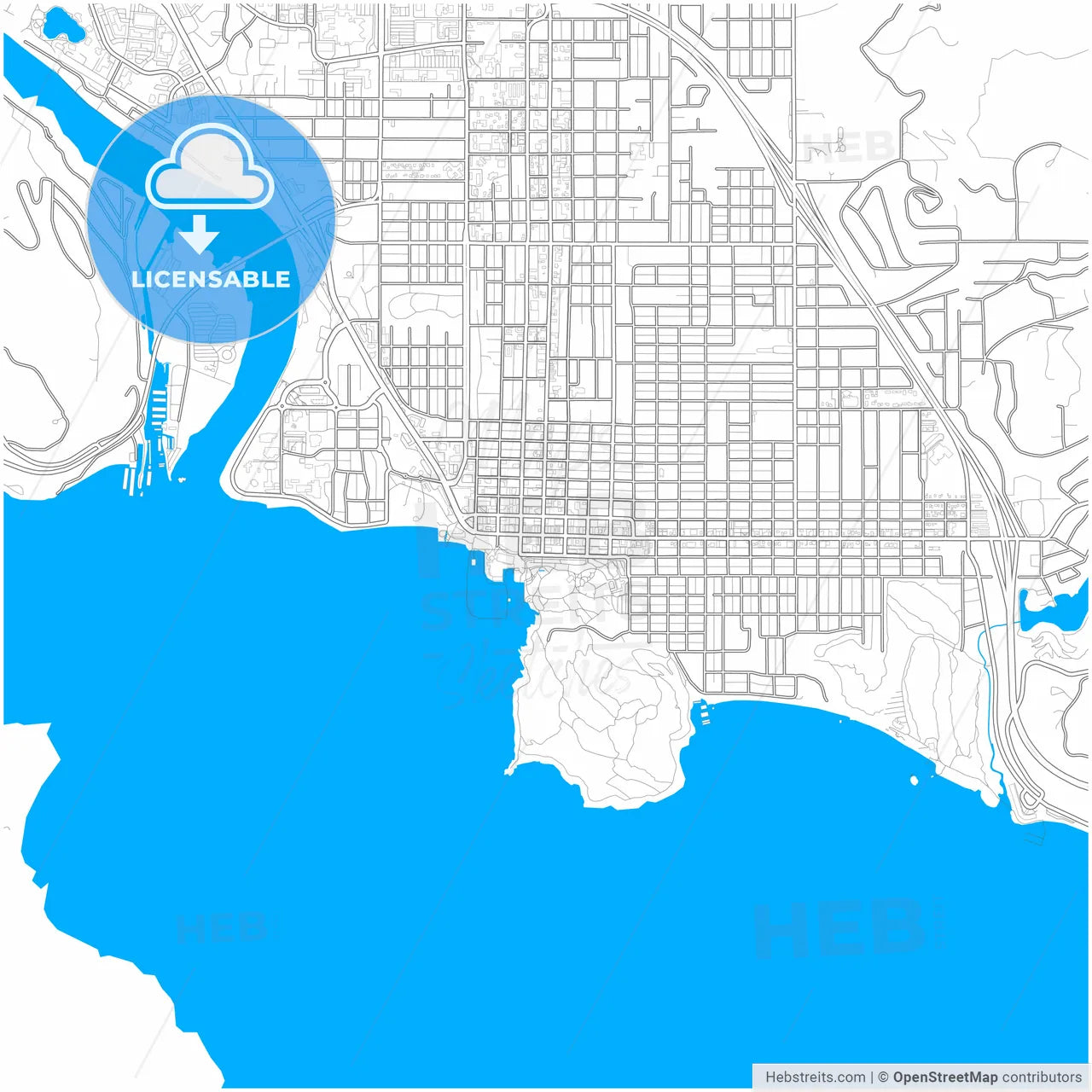 Coeur d Alene, Idaho, United States, city map with high resolution roads.