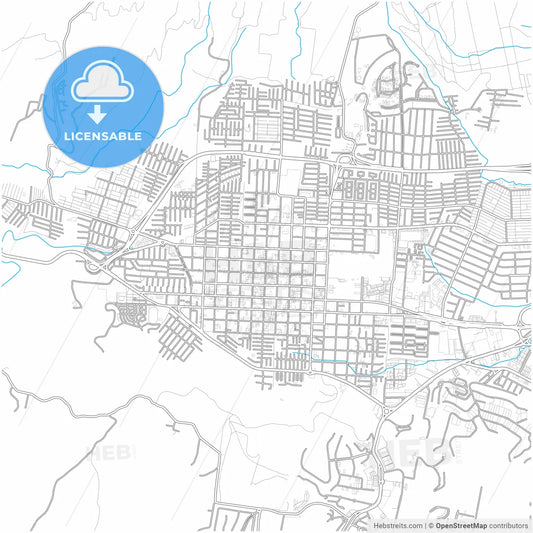 Santa Tecla, La Libertad, El Salvador, city map with high resolution roads.