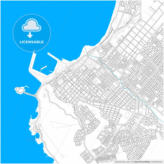 Arica, Chile, city map with high resolution roads.