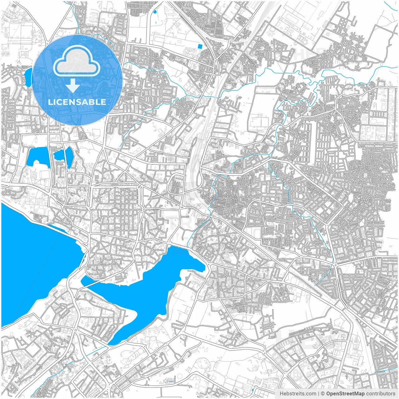 Bhopal, Madhya Pradesh, India, city map with high resolution roads.