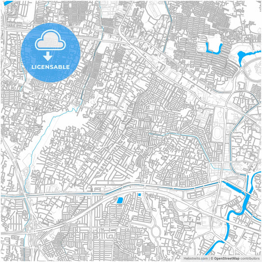 Bekasi, West Java, Indonesia, city map with high resolution roads.