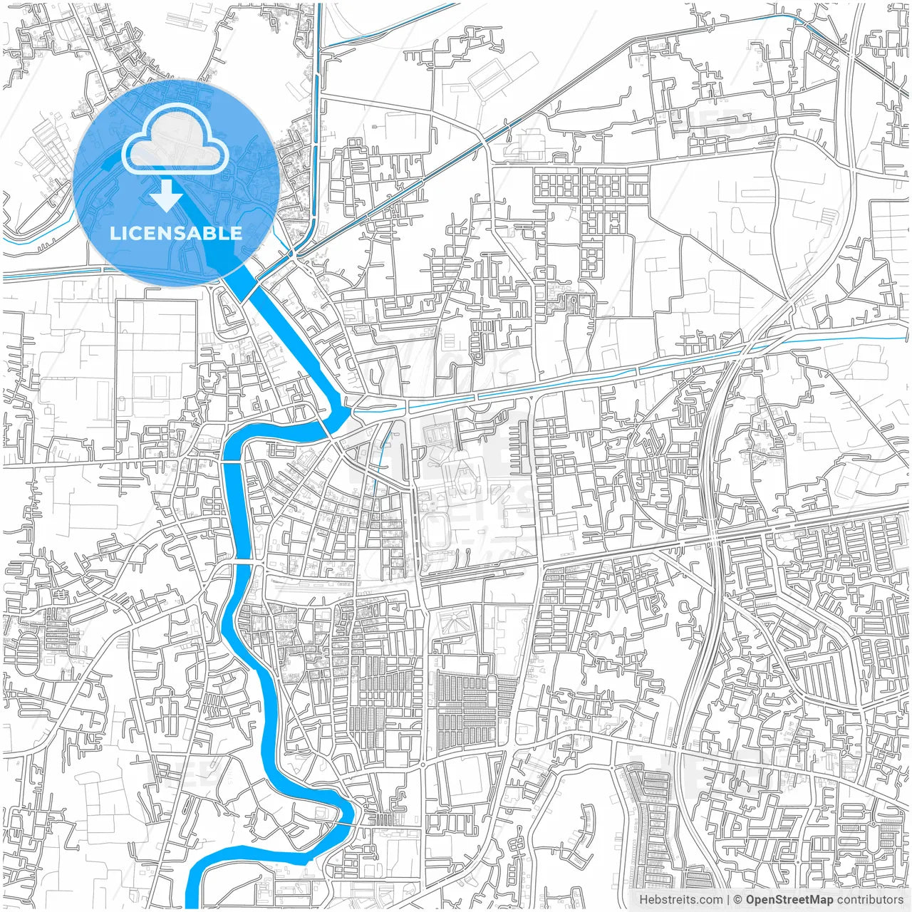 Tangerang, Banten, Indonesia, city map with high resolution roads.