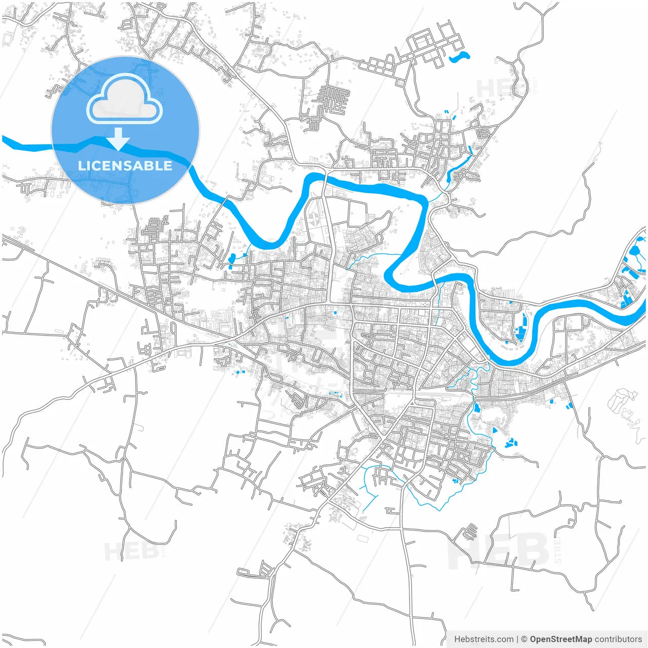 Banjar, West Java, Indonesia, city map with high resolution roads.