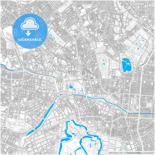 Bunkyō, Tokyo, Japan, city map with high resolution roads.