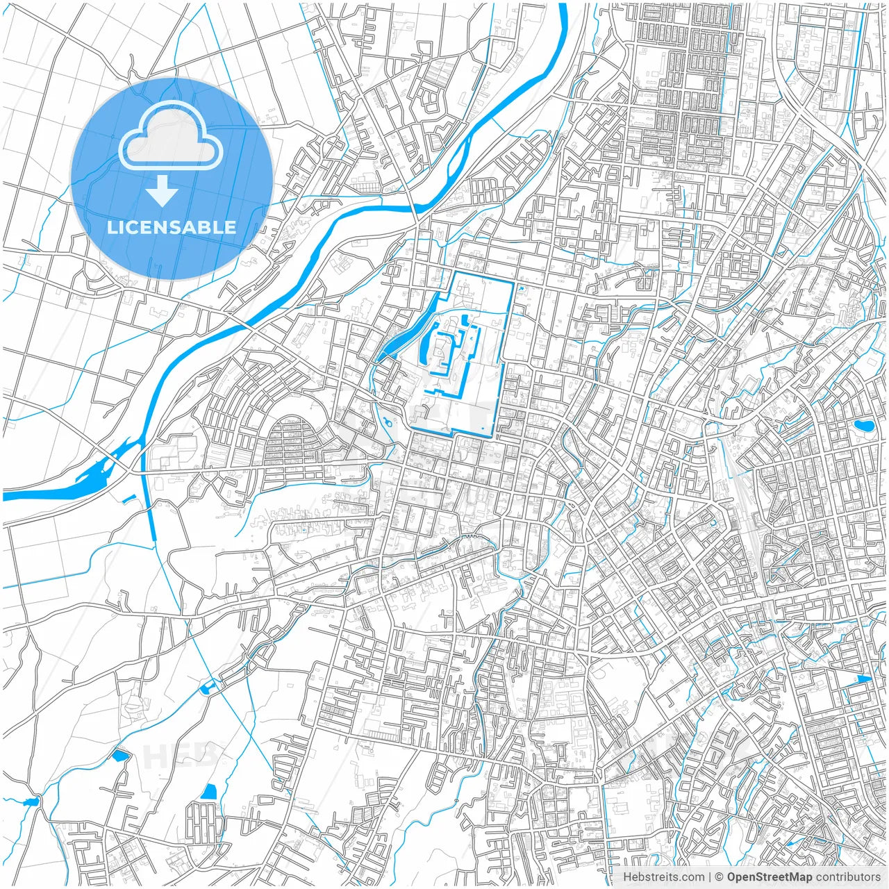 Hirosaki, Aomori, Japan, city map with high resolution roads.