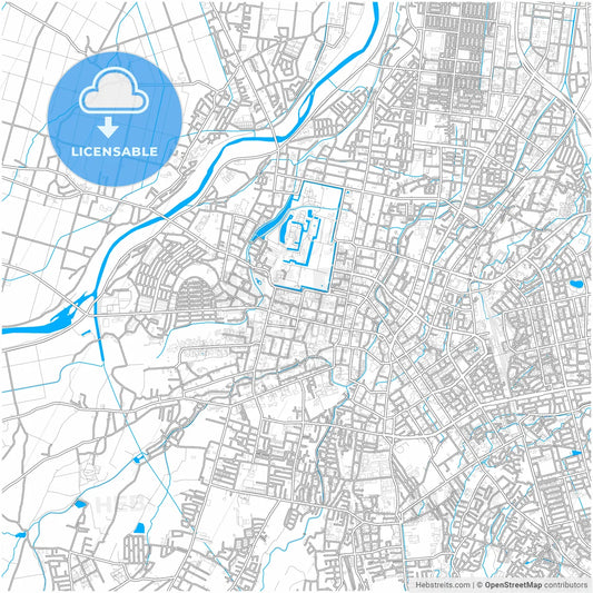 Hirosaki, Aomori, Japan, city map with high resolution roads.