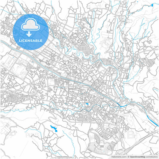 Hadano, Kanagawa, Japan, city map with high resolution roads.