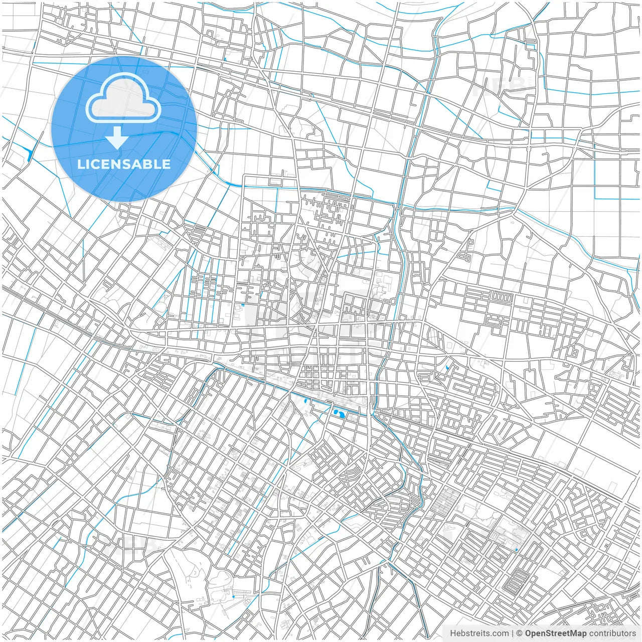 Fukaya, Saitama, Japan, city map with high resolution roads.