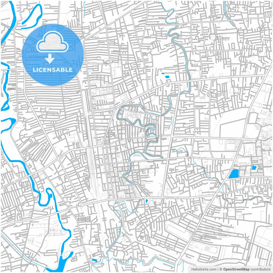 Hat Yai, Songkhla, Thailand, city map with high resolution roads.